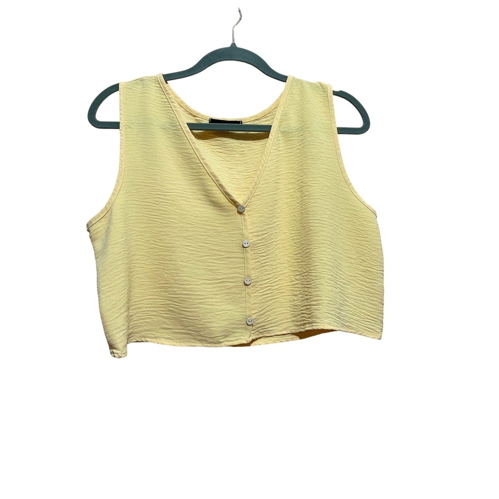 21 Saints Yellow Button Sleeveless Vest Tank Top XL Old Money Capsule Minimalist
